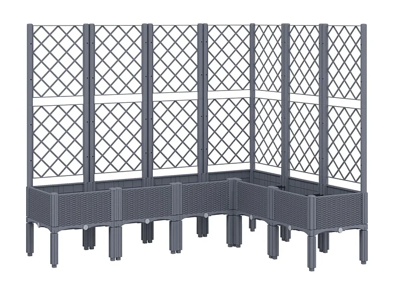 Macetero bancal elevado plantas flores terraza jardín con enrejado 160 x 120 x 142 cm PP gris 02_0038251