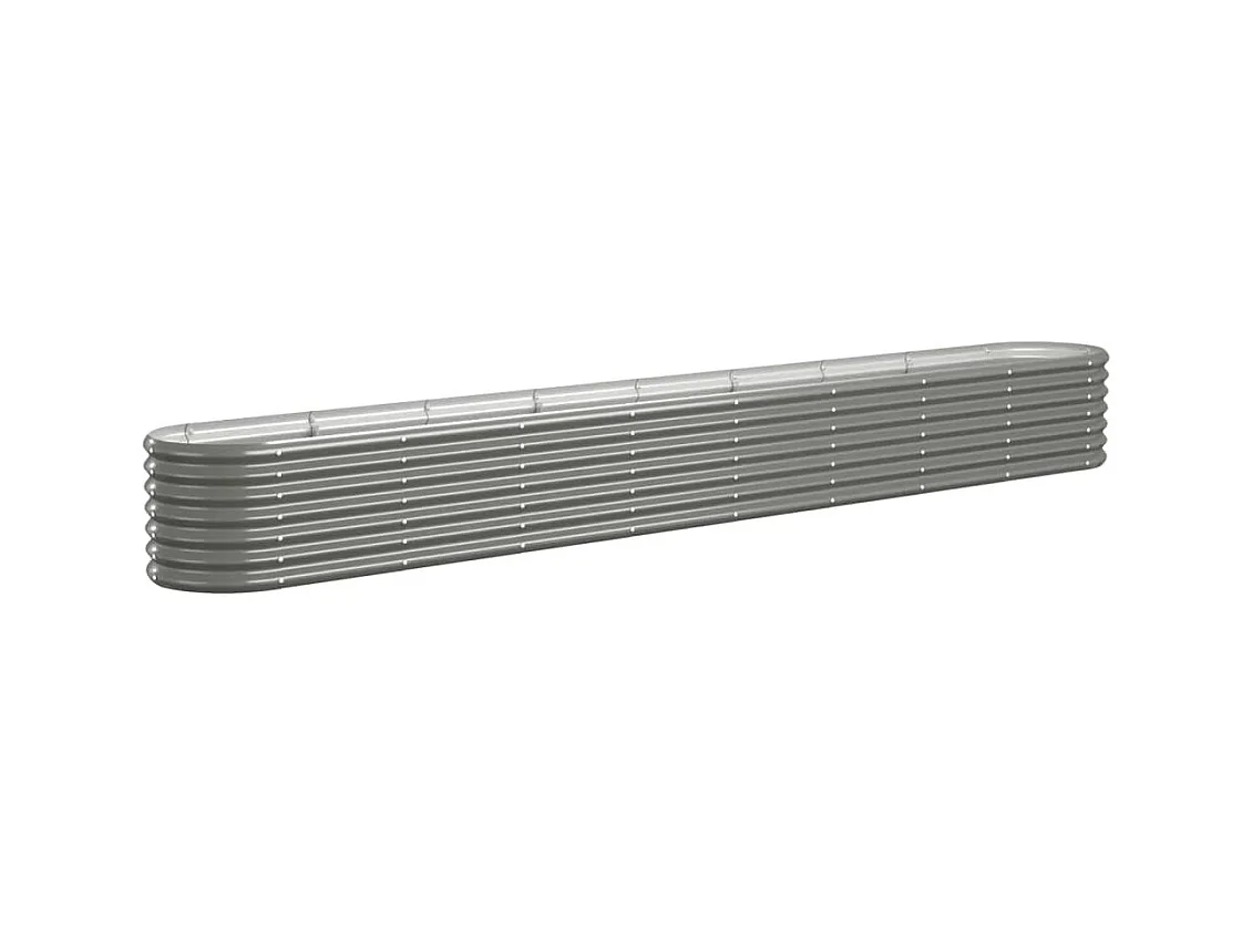 Macetero bancal elevado plantas flores terraza jardín jardín acero con recubrimiento en polvo 332 x 40 x 36 cm gris 02_0039634