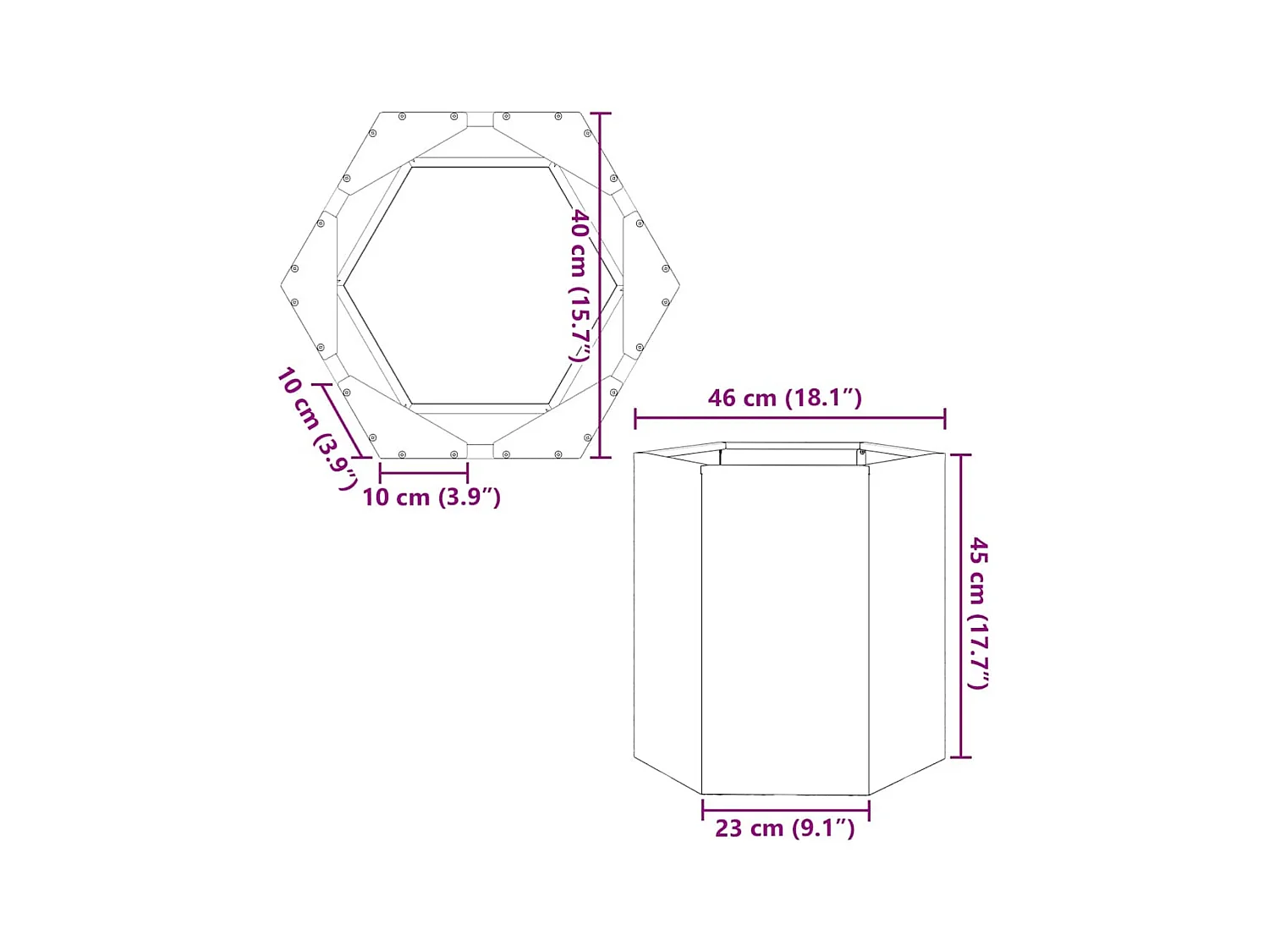 Jardinière bac lit surélevé argenté 46 x 40 x 45 cm 02_0038647