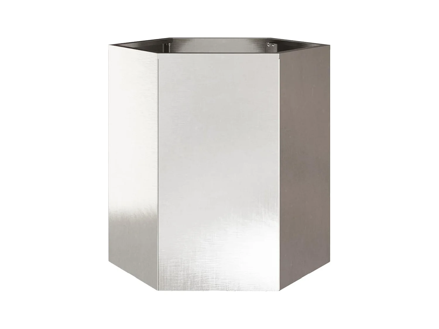 Vassoio per fioriera aiuola rialzata piante fiori terrazzo giardino esagono 46 x 40 x 45 cm acciaio inox Argento 02_0038647