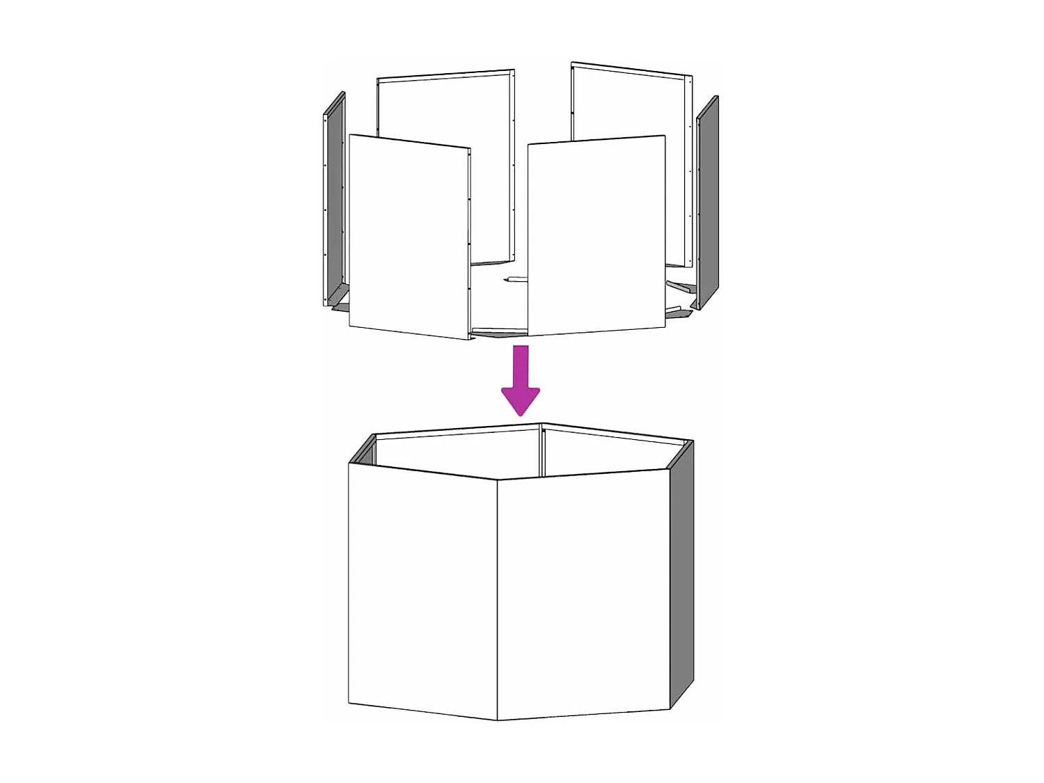 Macetero bancal elevado plantas flores terraza jardín hexagonal 46 x 40 x 45 cm acero inoxidable Plata 02_0038647