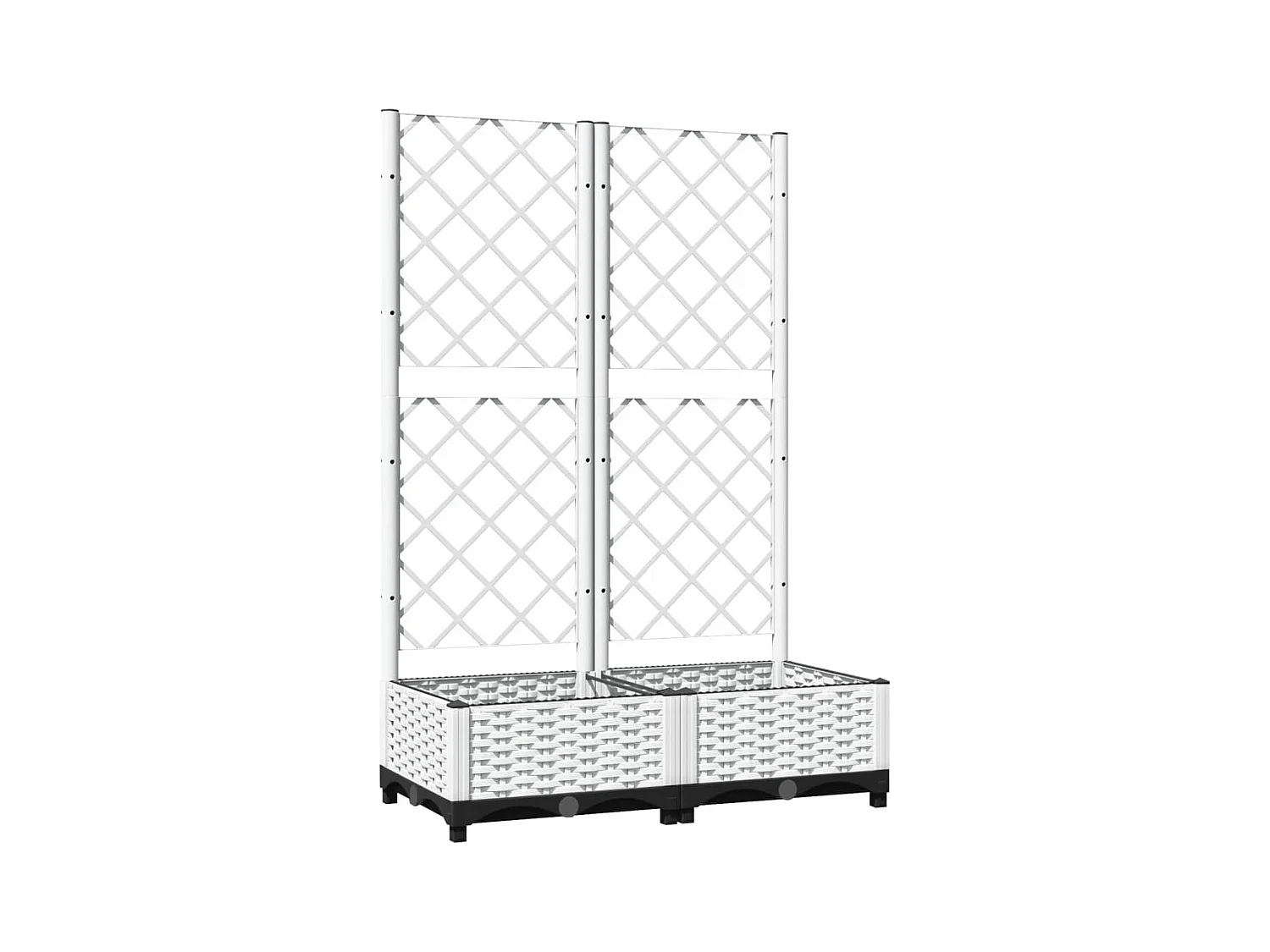 Fioriera aiuola rialzata vassoio piante fiori terrazza giardino con traliccio 80 x 40 x 121,5 cm PP bianco 02_0038301