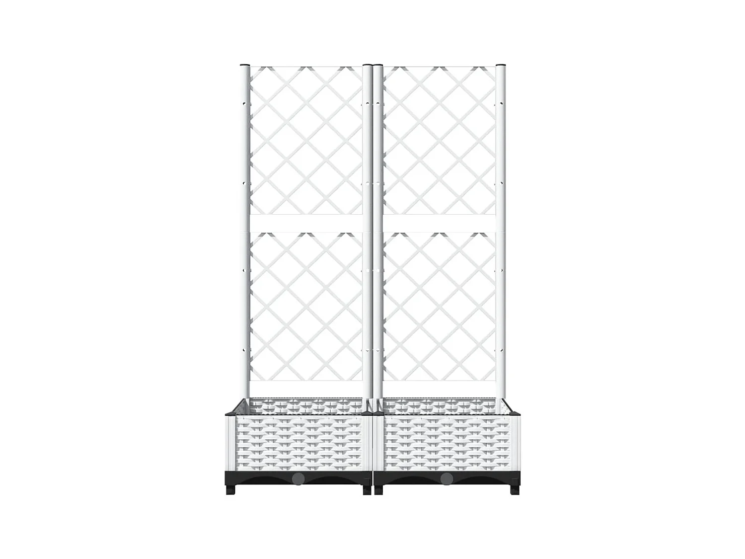 Fioriera aiuola rialzata vassoio piante fiori terrazza giardino con traliccio 80 x 40 x 121,5 cm PP bianco 02_0038301