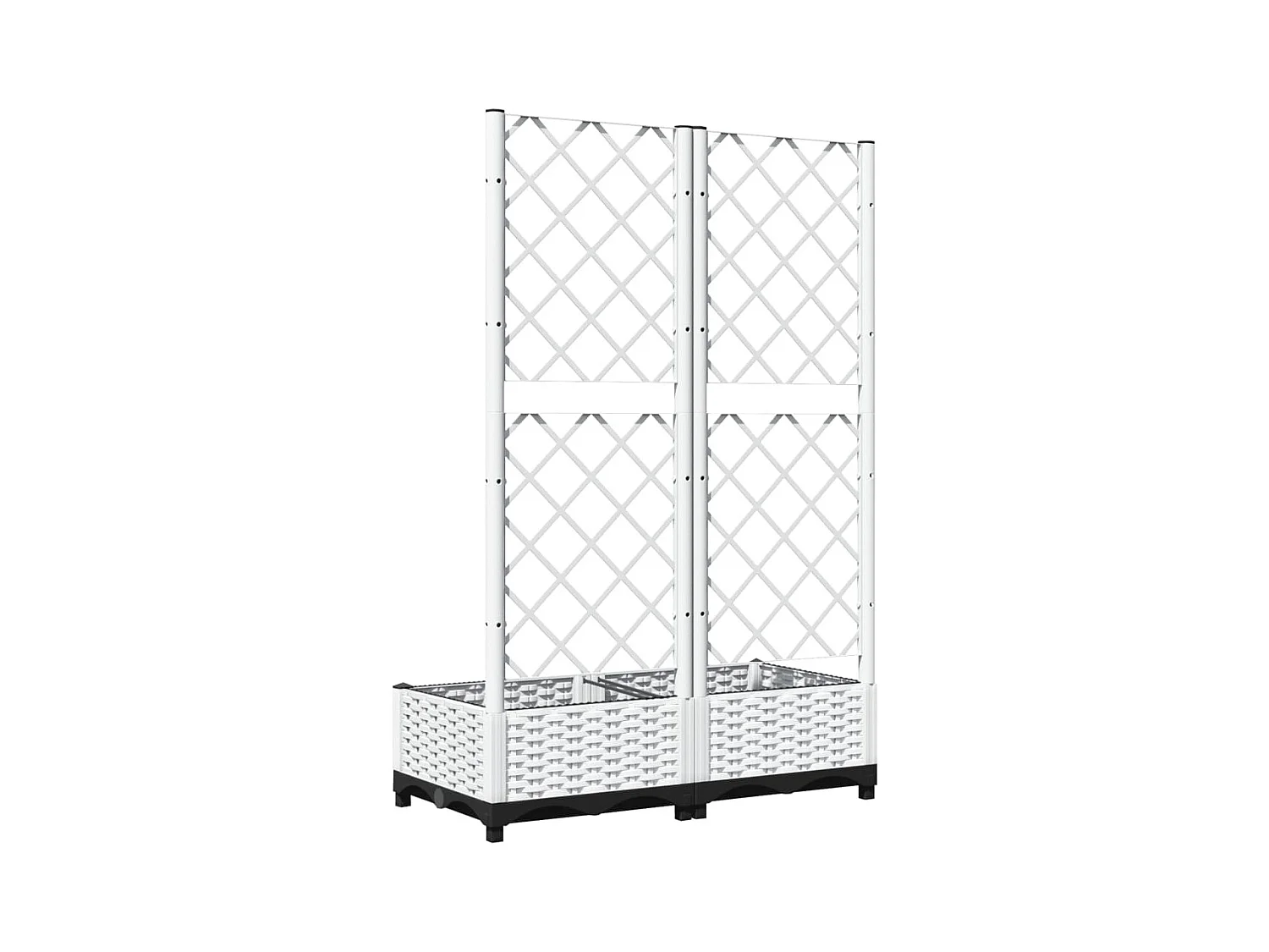 Fioriera aiuola rialzata vassoio piante fiori terrazza giardino con traliccio 80 x 40 x 121,5 cm PP bianco 02_0038301
