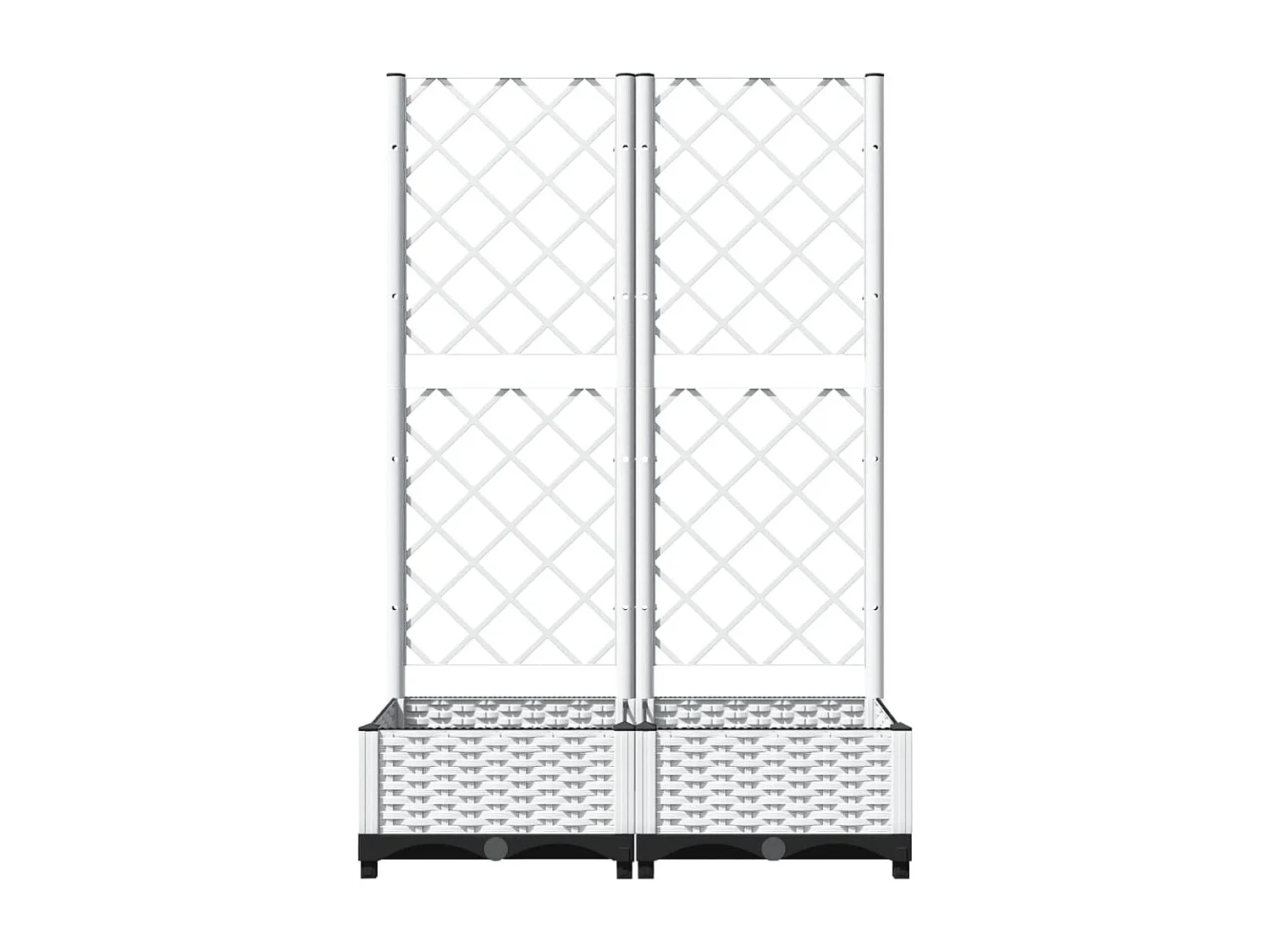 Fioriera aiuola rialzata vassoio piante fiori terrazza giardino con traliccio 80 x 40 x 121,5 cm PP bianco 02_0038301