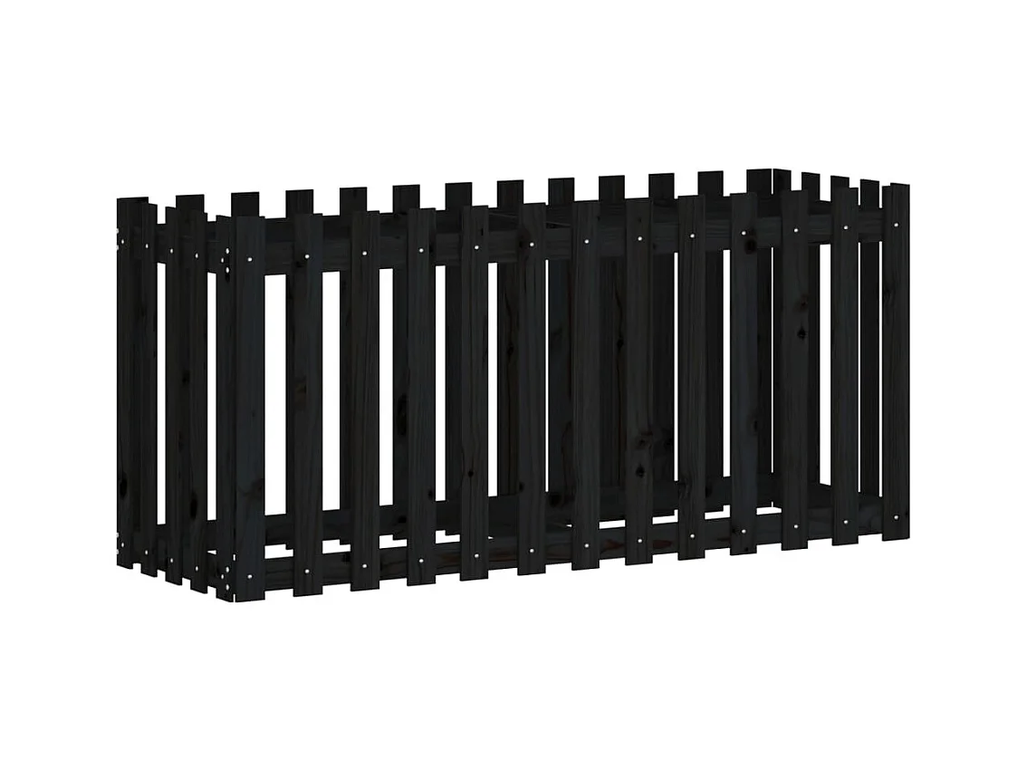 Vassoio per fioriera aiuola rialzata piante fiori terrazza giardino recinzione giardino design 150 x 50 x 70 cm pino massiccio nero 02_0039800