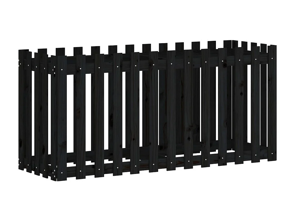 Vassoio per fioriera aiuola rialzata piante fiori terrazza giardino recinzione giardino design 150 x 50 x 70 cm pino massiccio nero 02_0039800