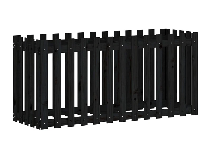 Vassoio per fioriera aiuola rialzata piante fiori terrazza giardino recinzione giardino design 150 x 50 x 70 cm pino massiccio nero 02_0039800