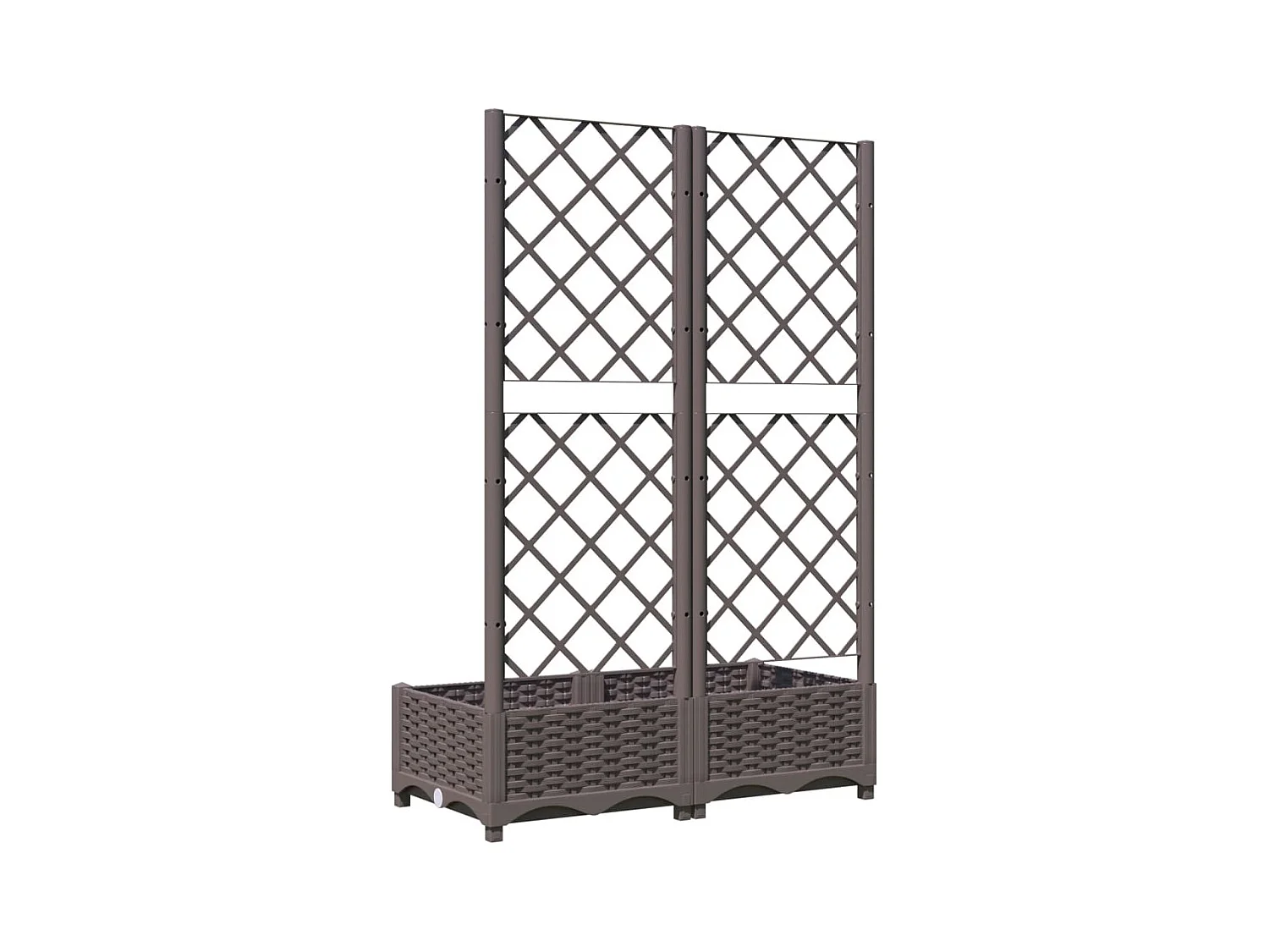 Bandeja de canteiro elevada plantas flores terraço jardim com treliça 80 x 40 x 121,5 cm PP marrom 02_0038303