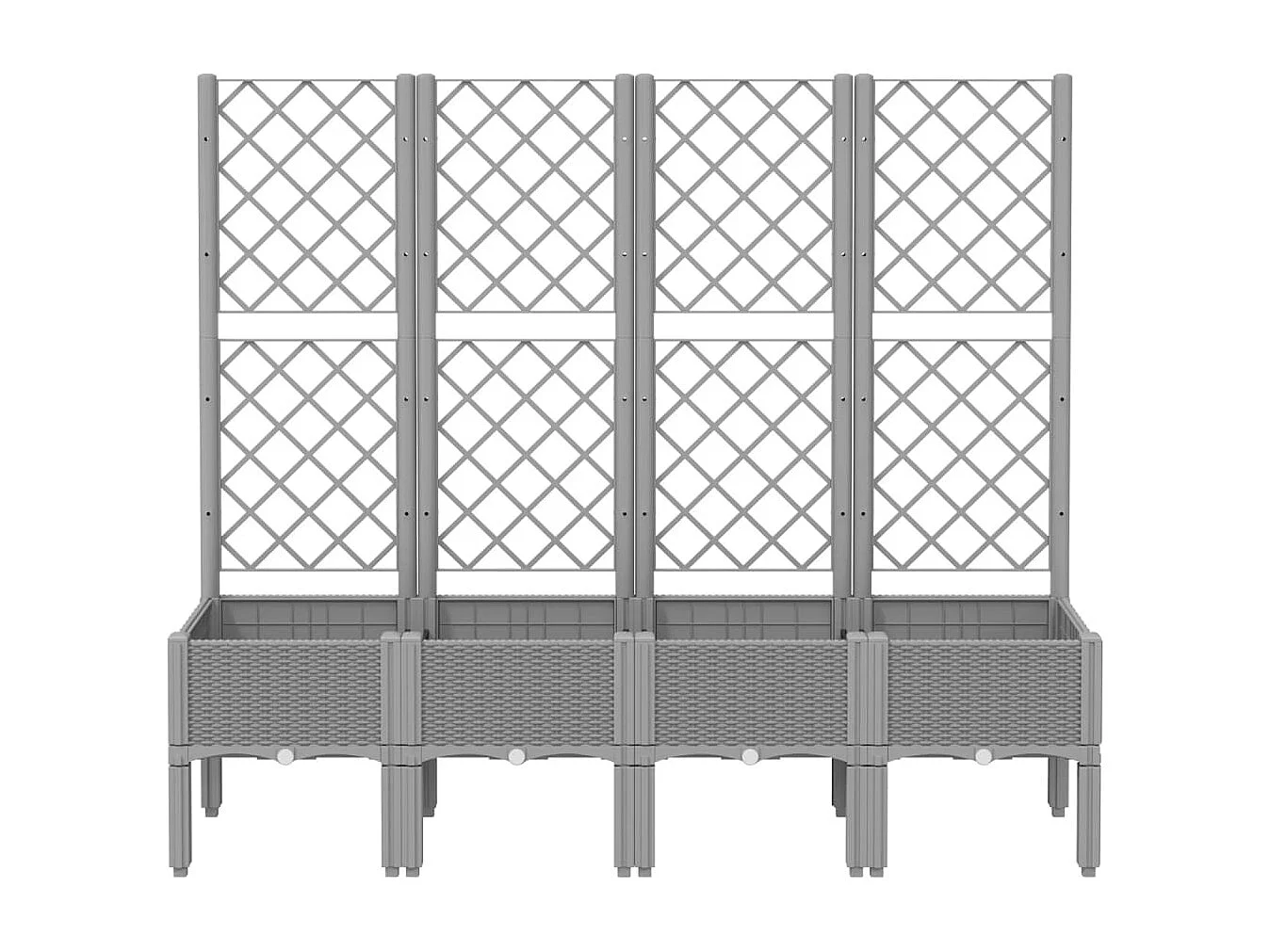 Macetero bancal elevado plantas flores terraza jardín con enrejado ligero 160 x 40 x 142 cm PP gris 02_0038351