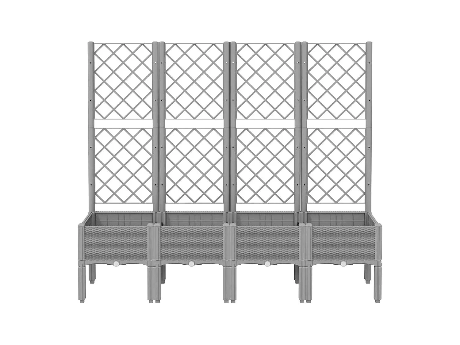 Macetero bancal elevado plantas flores terraza jardín con enrejado ligero 160 x 40 x 142 cm PP gris 02_0038351