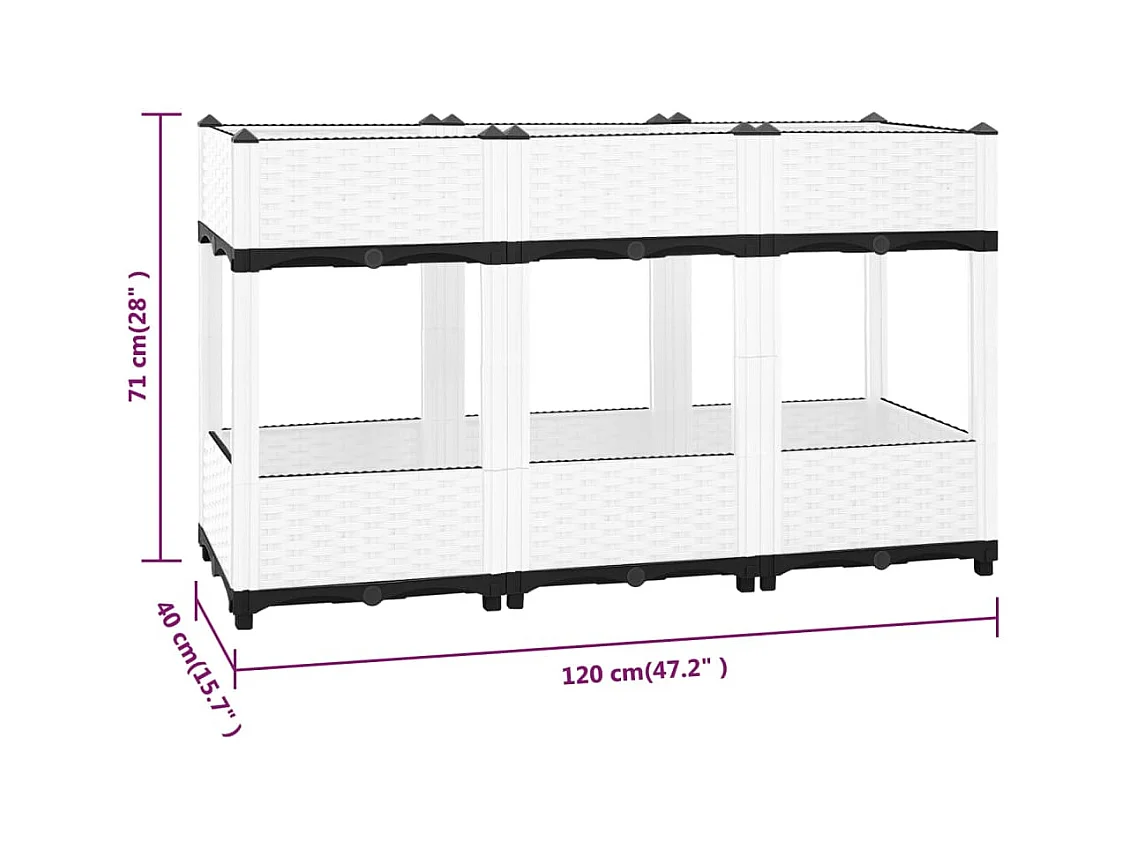 Jardinière bac lit surélevé grise 120 x 40 x 71 cm 02_0039204