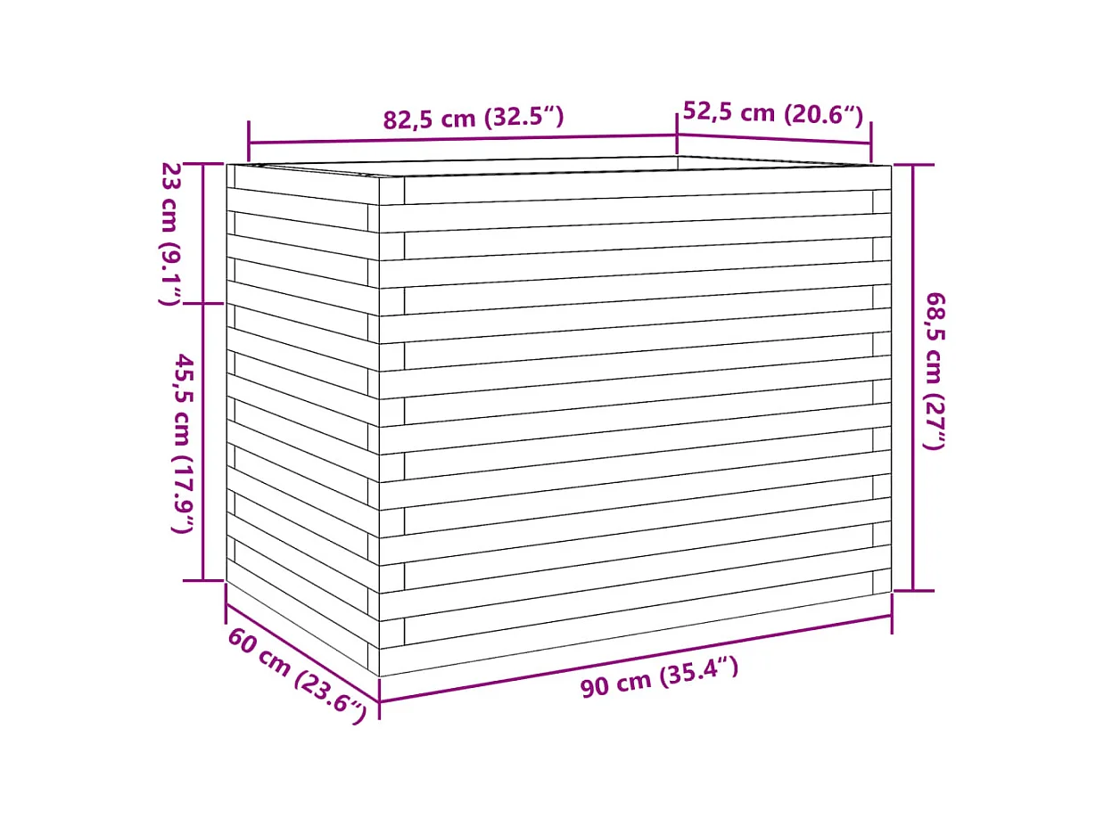 Jardinière bac lit surélevé bois marron 90 x 60 x 68.5 cm 02_0038032