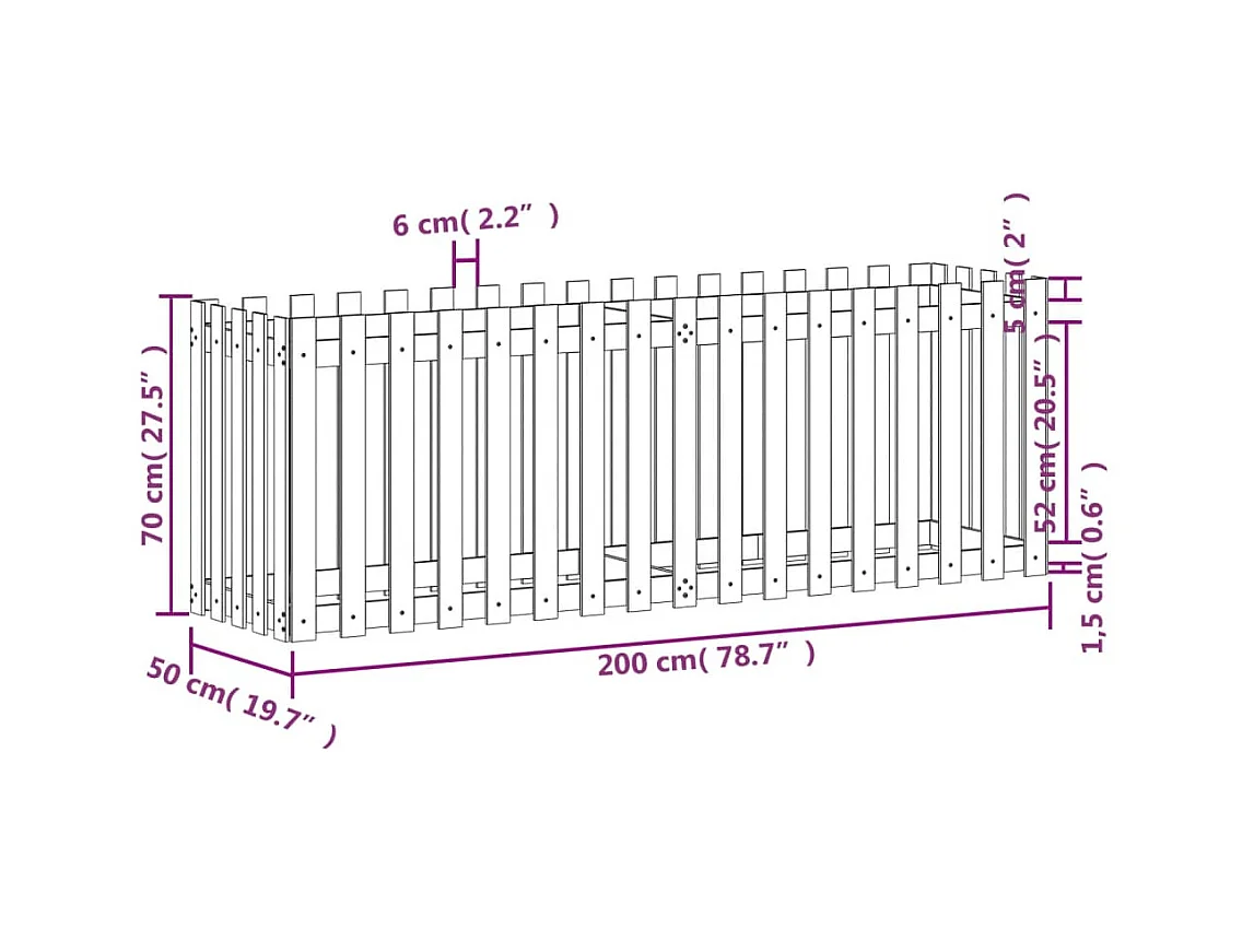 Vassoio per fioriera aiuola rialzata piante fiori terrazza giardino recinzione design legno massello douglas marrone 02_0039821