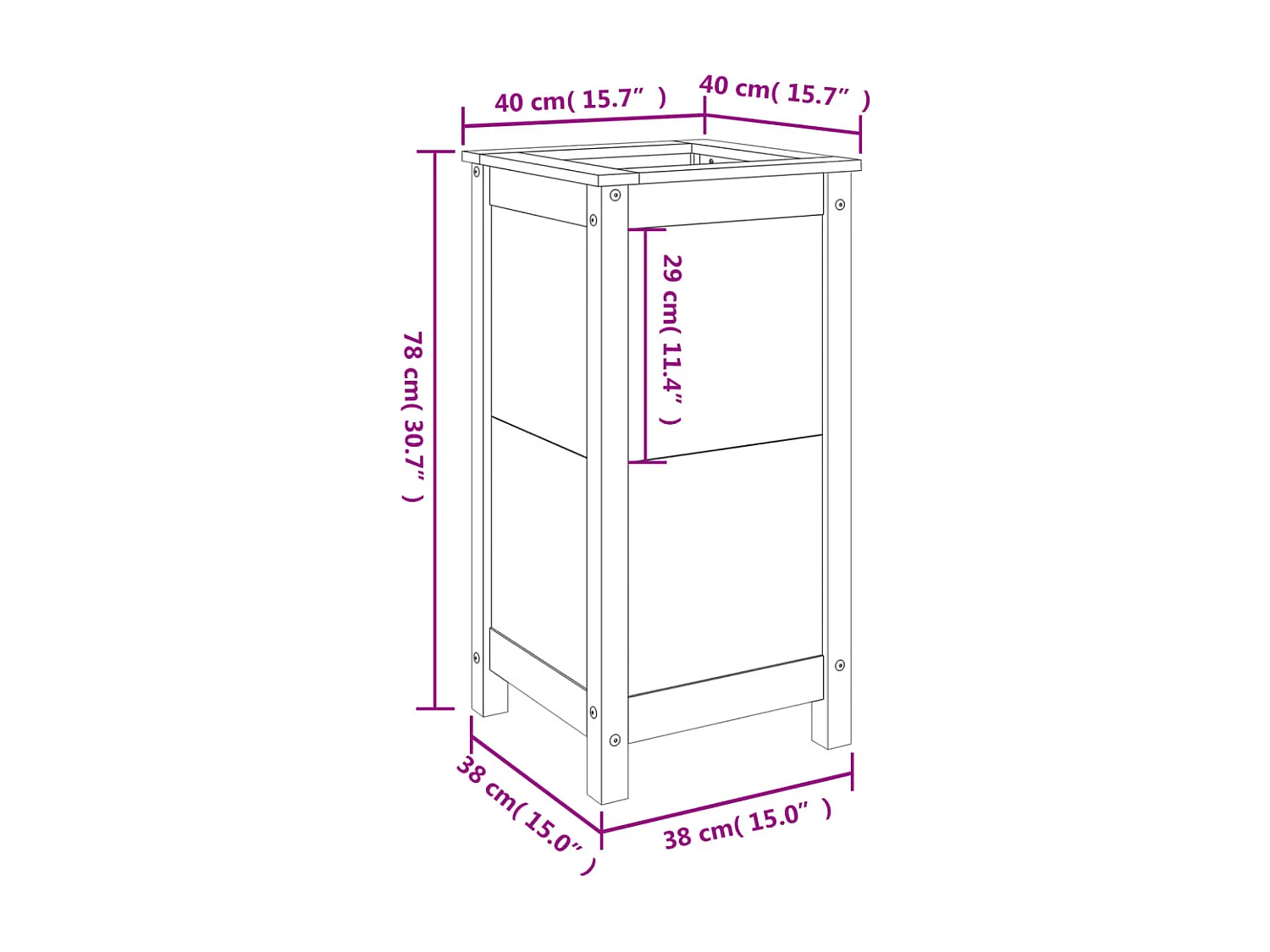 Jardinière bac lit surélevé bois blanche 40 x 40 x 78 cm 02_0037579