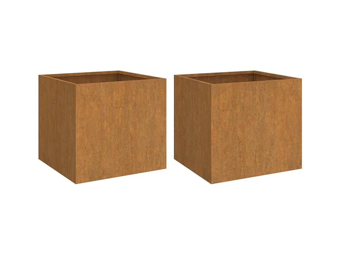 Vaso per fioriera aiuola rialzata piante fiori giardino terrazze set da 2 32 x 30 x 29 cm acciaio corten marrone 02_0038934