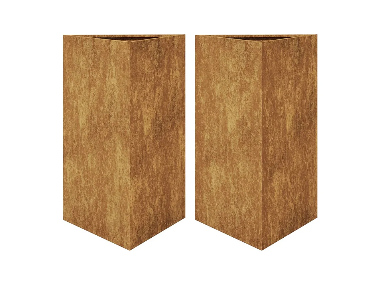 Vaso per fioriera aiuola rialzata piante fiori giardino terrazzi set da 2 triangolari 50 x 43 x 75 cm acciaio corten marrone 02_0039107