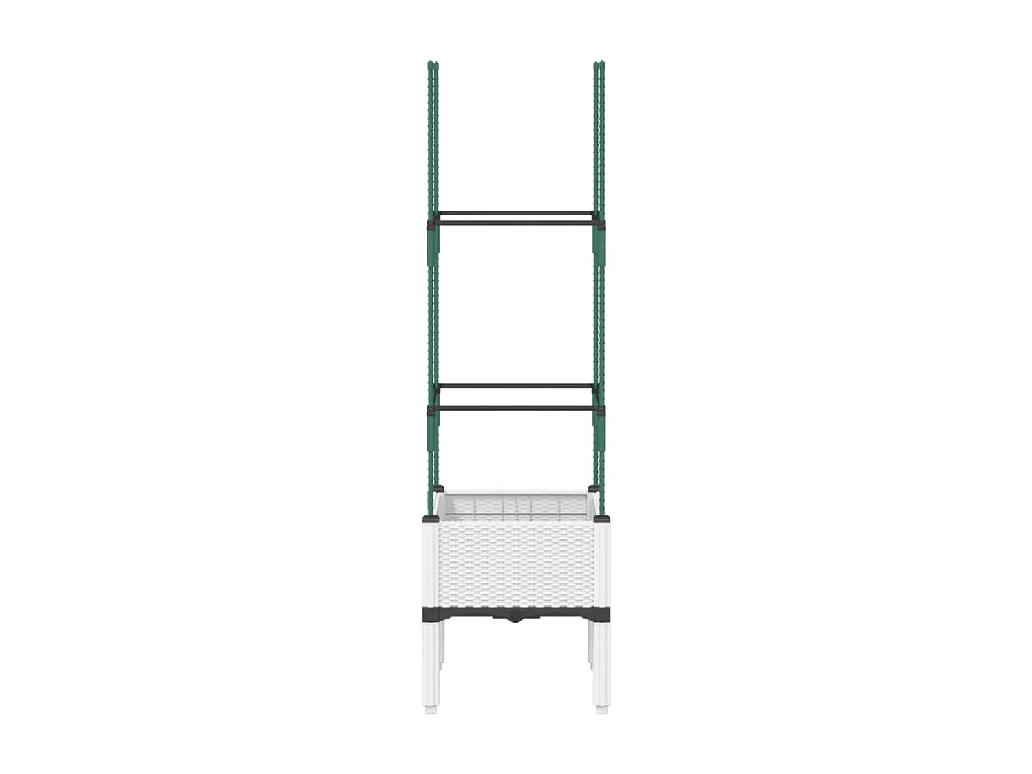 Fioriera aiuola rialzata vassoio piante fiori terrazza giardino con traliccio 40 x 40 x 142,5 cm PP bianco 02_0038294