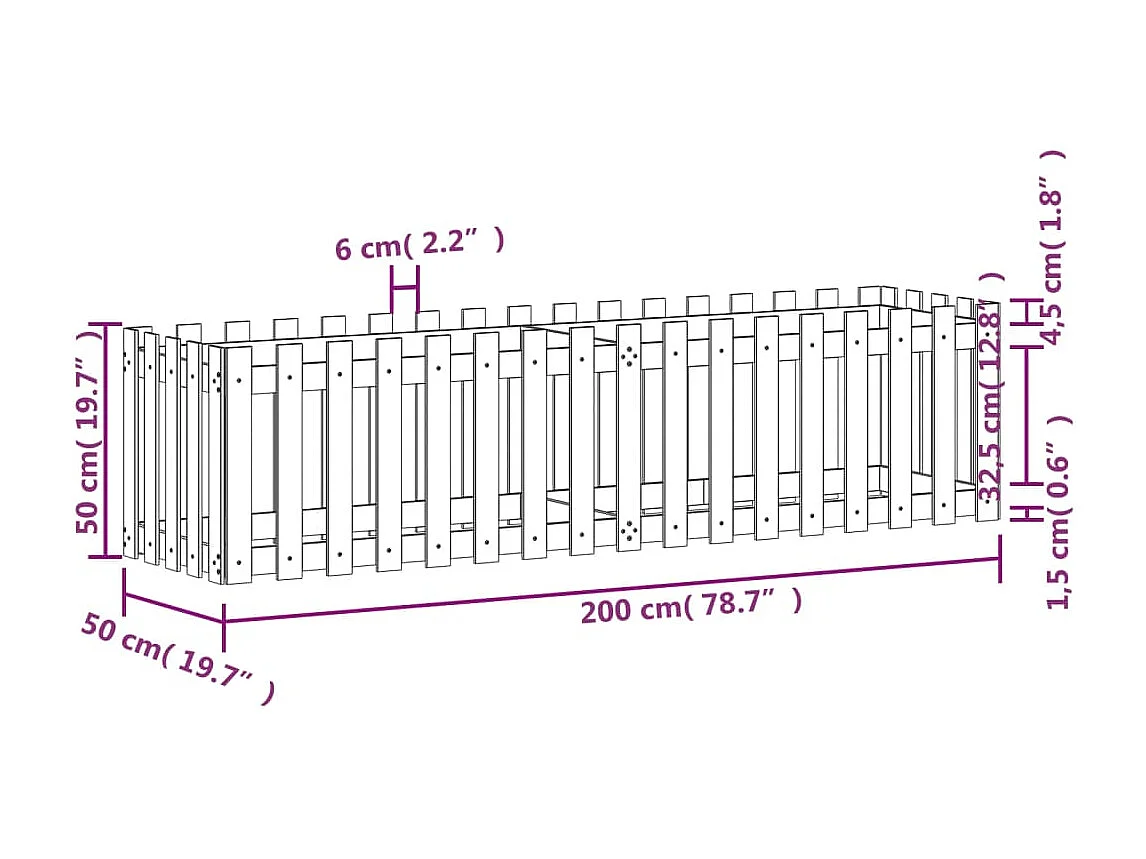Jardinière bac lit surélevé marron 200 x 50 x 50 cm 02_0039808