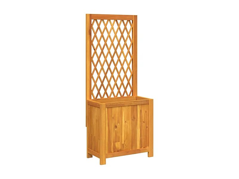 Vaso per fioriera aiuola rialzata piante fiori terrazza giardino con traliccio 55 x 29,5 x 132 cm legno massello di acacia marrone 02_0038299