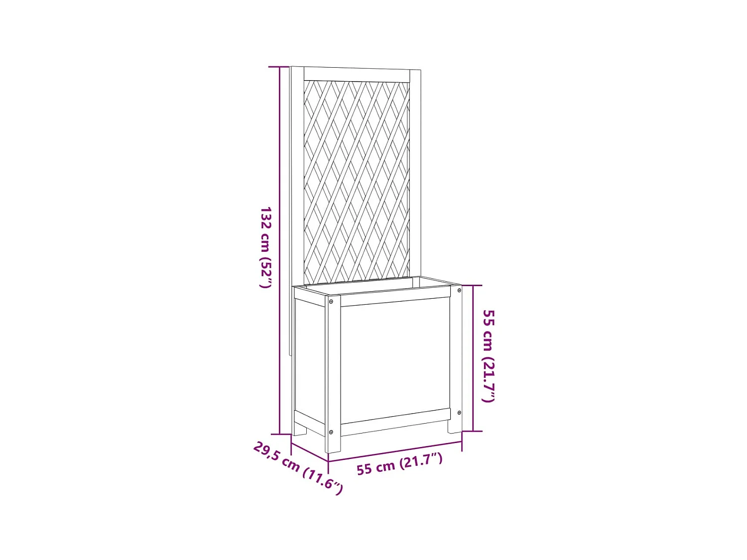 Jardinière bac lit surélevé bois marron 55 x 29.5 x 132 cm 02_0038299