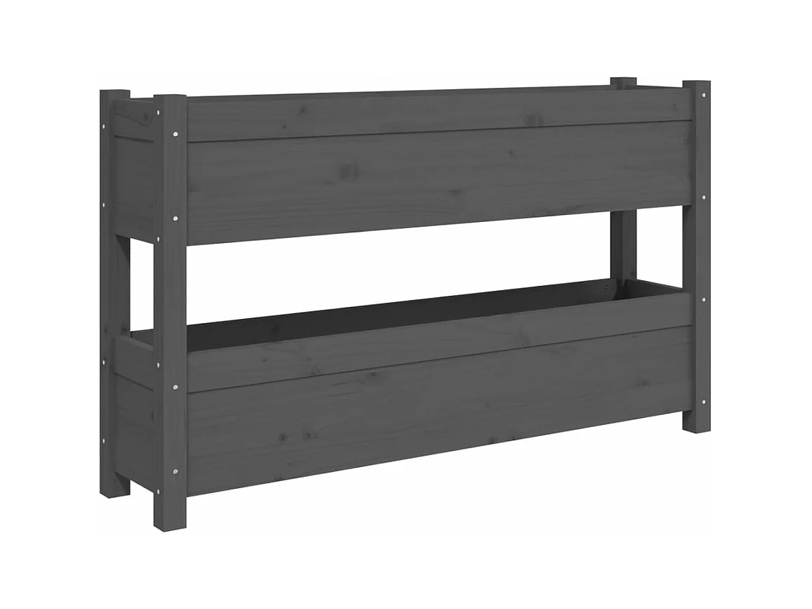 Vassoio per fioriera aiuola rialzata piante fiori terrazza giardino 112 x 25 x 66 cm legno massello di pino grigio 02_0037400