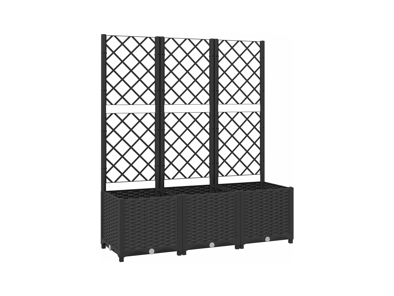 Vassoio per fioriera aiuola rialzata piante fiori terrazza giardino con traliccio 120 x 40 x 136 cm PP nero 02_0038237