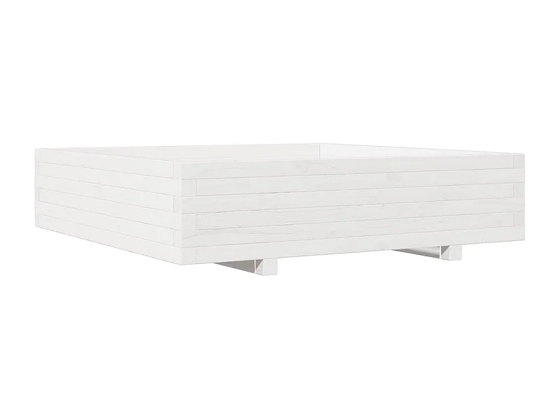 Fioriera aiuola rialzata vassoio piante fiori terrazza giardino 100 x 100 x 26,5 cm legno di pino massiccio bianco 02_0037255