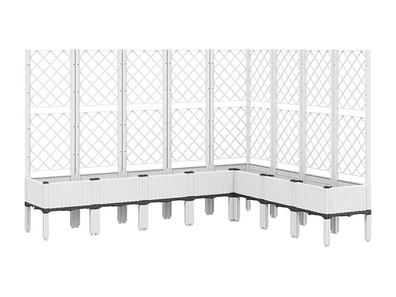 Vaso per fioriera aiuola rialzata piante fiori terrazza giardino con traliccio 200 x 160 x 142 cm PP bianco 02_0038274