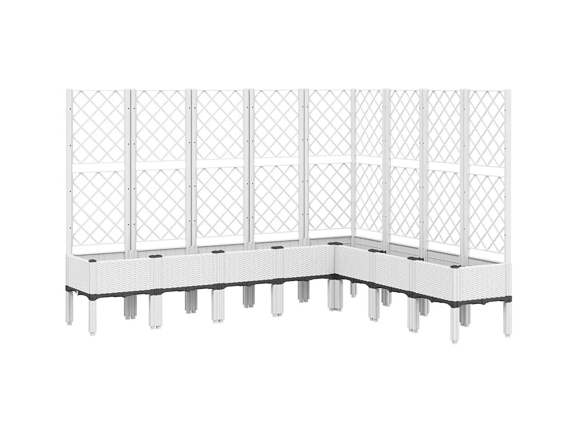 Vaso per fioriera aiuola rialzata piante fiori terrazza giardino con traliccio 200 x 160 x 142 cm PP bianco 02_0038274