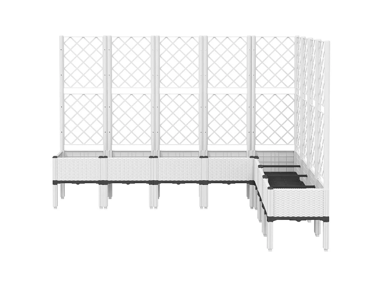 Vaso per fioriera aiuola rialzata piante fiori terrazza giardino con traliccio 200 x 160 x 142 cm PP bianco 02_0038274