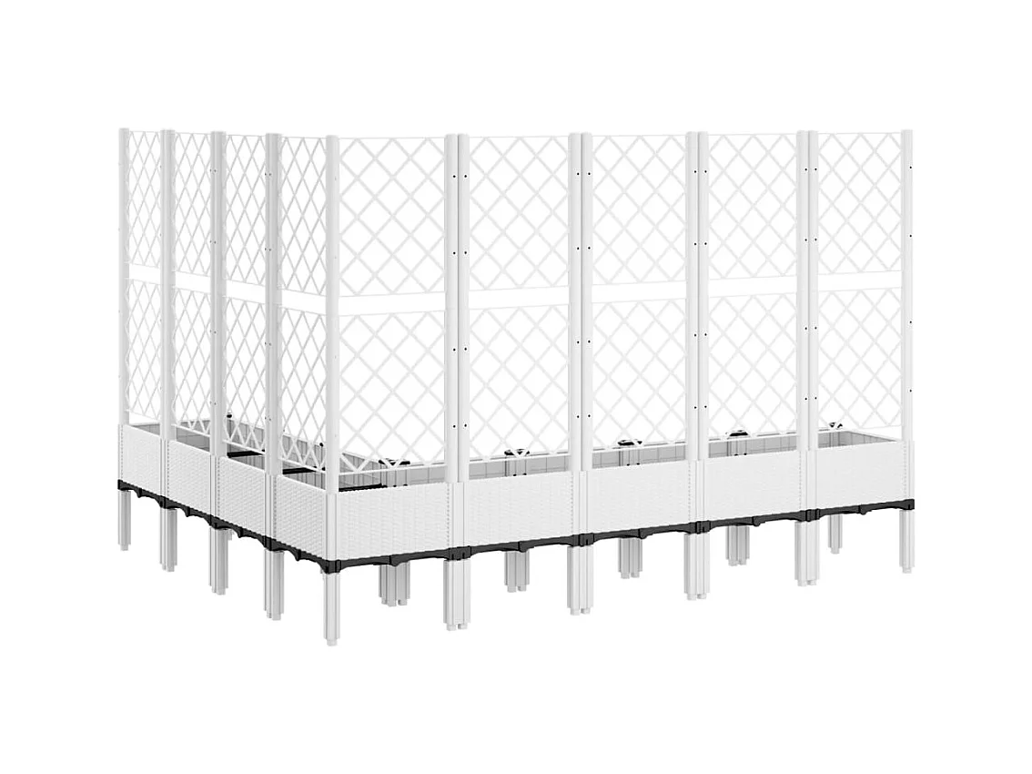 Vaso per fioriera aiuola rialzata piante fiori terrazza giardino con traliccio 200 x 160 x 142 cm PP bianco 02_0038274