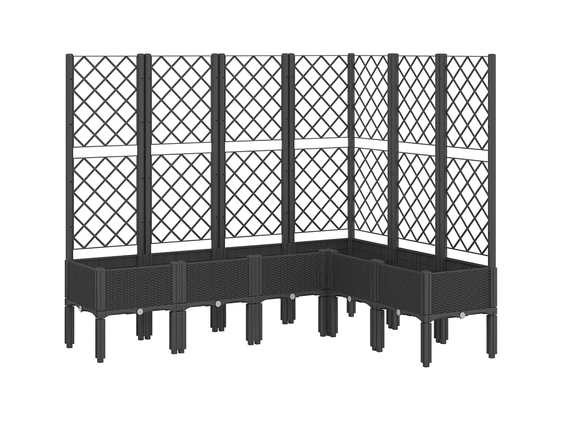 Vassoio per fioriera aiuola rialzata piante fiori terrazza giardino con traliccio 160 x 120 x 142 cm PP nero 02_0038253