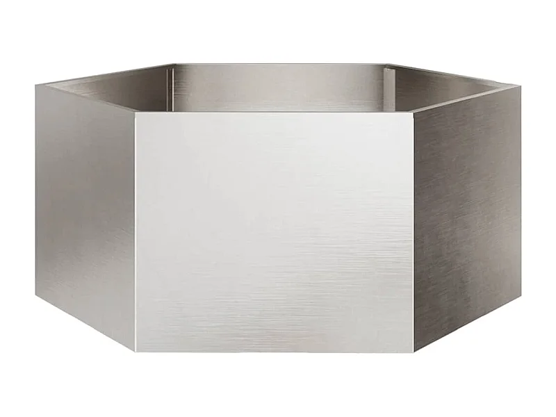 Bandeja para plantador canteiro elevado plantas flores terraço jardim hexágono 104 x 90 x 45 cm aço inoxidável prata 02_0038635