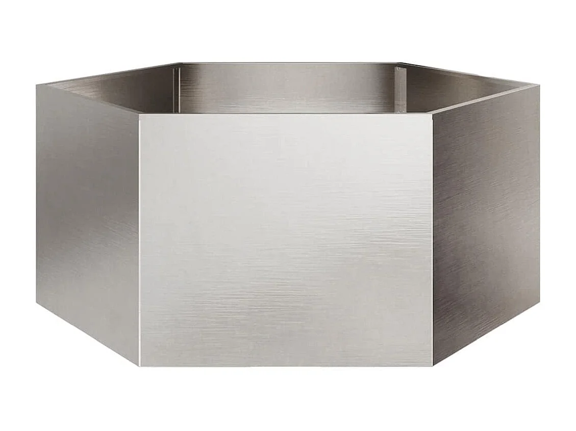 Macetero bancal elevado plantas flores terraza jardín hexagonal 104 x 90 x 45 cm acero inoxidable Plata 02_0038635