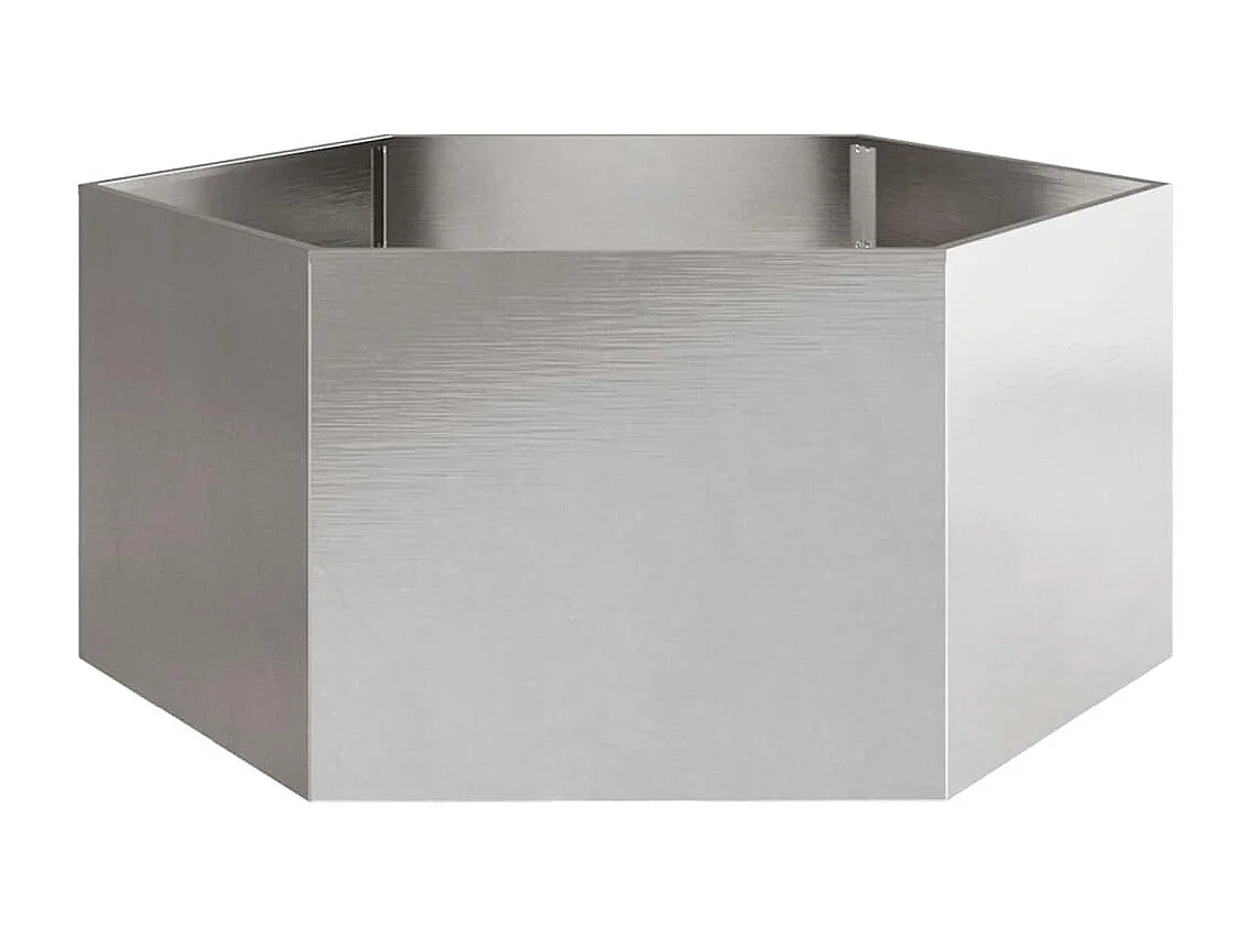 Macetero bancal elevado plantas flores terraza jardín hexagonal 104 x 90 x 45 cm acero inoxidable Plata 02_0038635