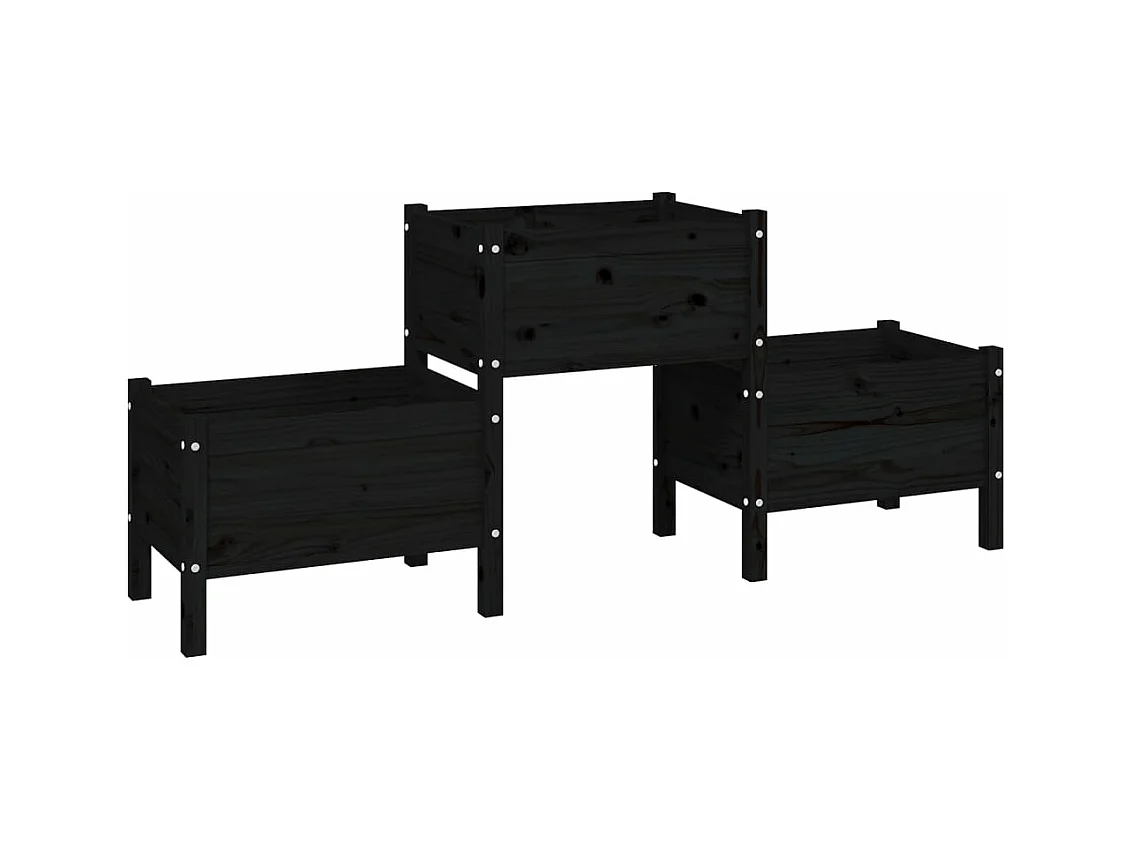 Vassoio per fioriera aiuola rialzata piante fiori terrazza giardino 178,5 x 44 x 75 cm legno massiccio di pino nero 02_0037468