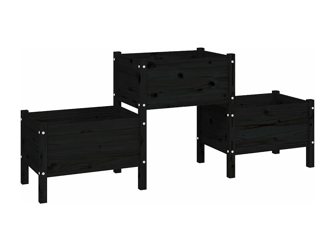 Vassoio per fioriera aiuola rialzata piante fiori terrazza giardino 178,5 x 44 x 75 cm legno massiccio di pino nero 02_0037468