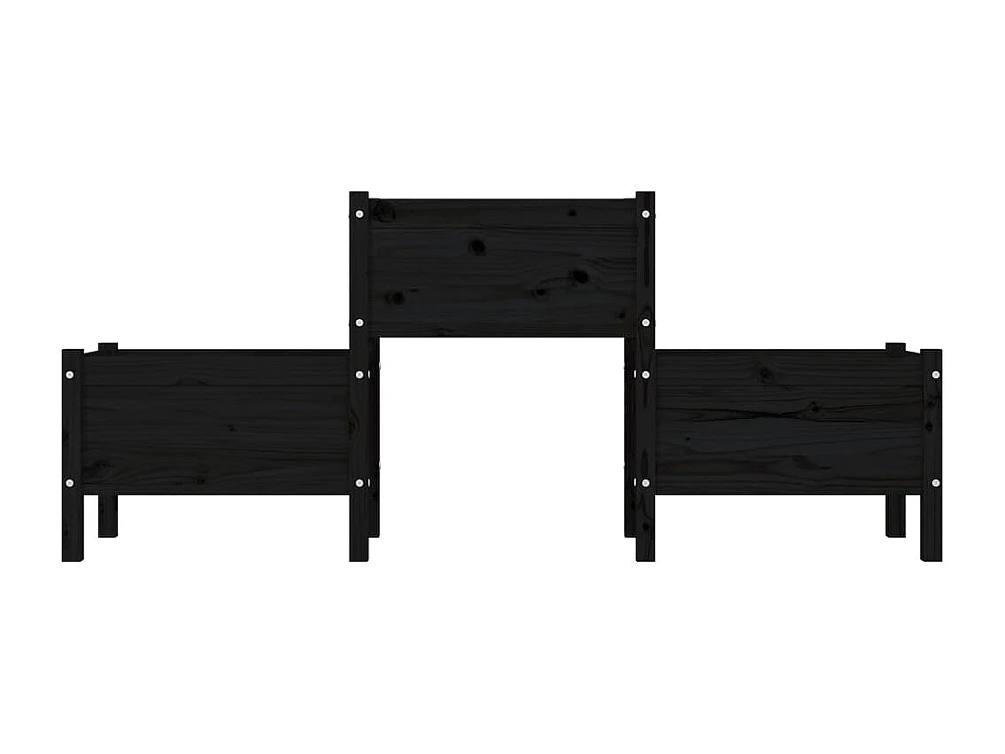 Vassoio per fioriera aiuola rialzata piante fiori terrazza giardino 178,5 x 44 x 75 cm legno massiccio di pino nero 02_0037468