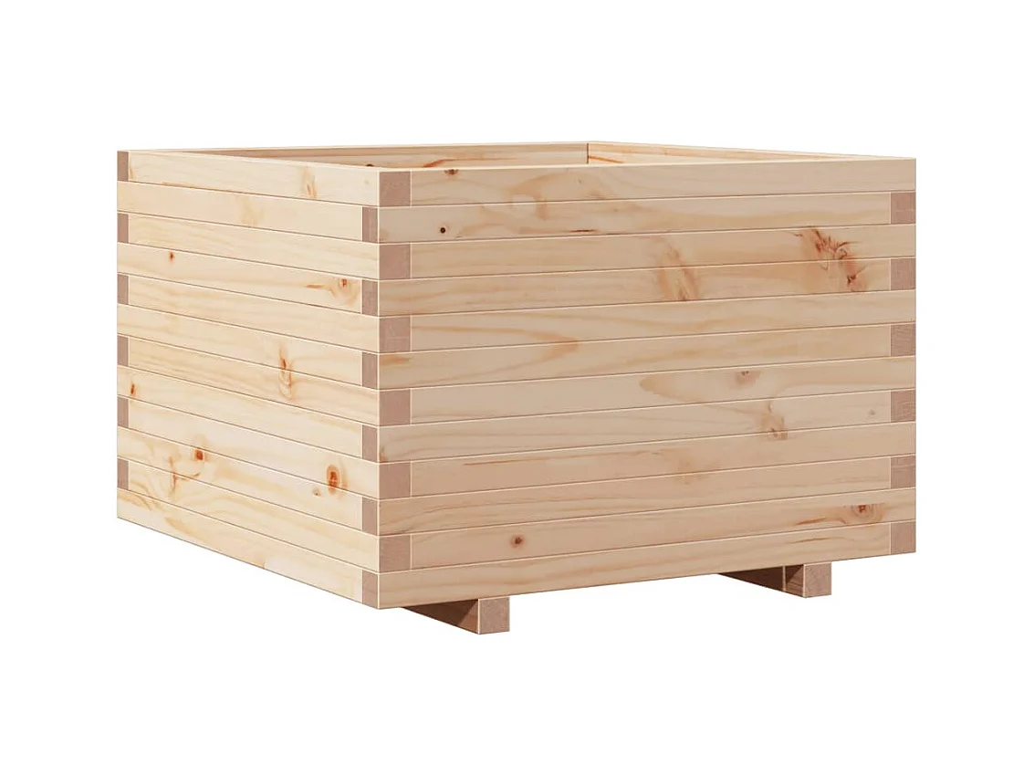 Macetero bancal elevado plantas flores terraza jardín 70 x 70 x 49,5 cm madera maciza de pino marrón 02_0037824