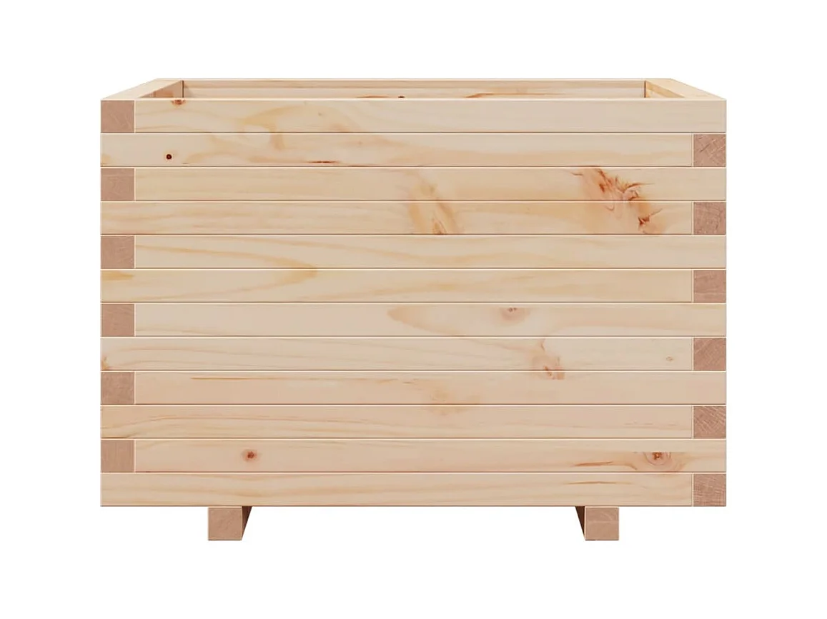 Macetero bancal elevado plantas flores terraza jardín 70 x 70 x 49,5 cm madera maciza de pino marrón 02_0037824