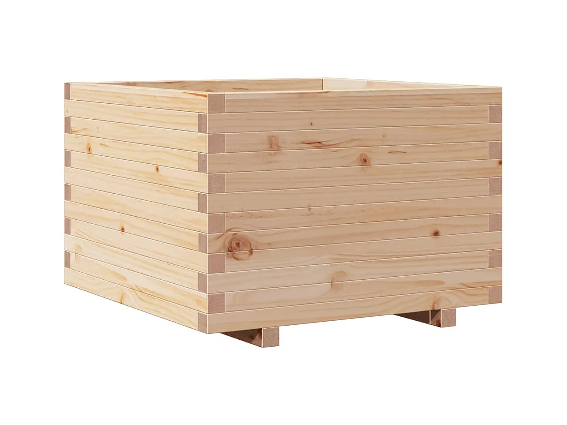 Macetero bancal elevado plantas flores terraza jardín 70 x 70 x 49,5 cm madera maciza de pino marrón 02_0037824