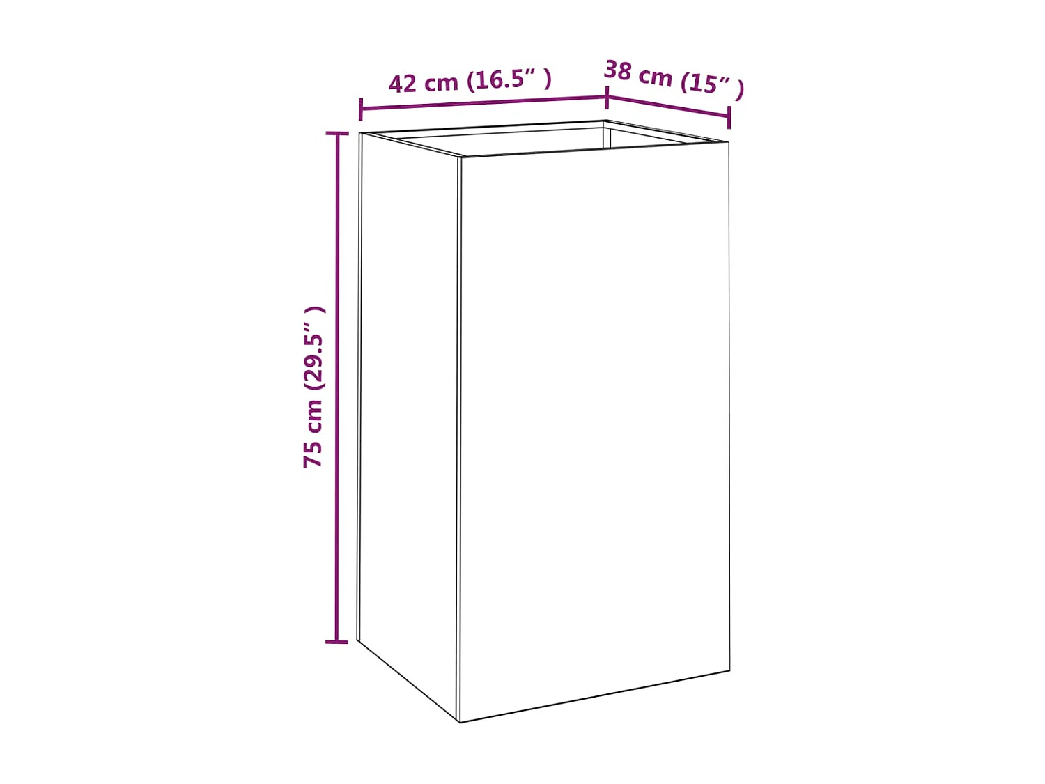 Bandeja para plantador de plantas com canteiro elevado flores terraço jardim 42 x 38 x 75 cm aço corten marrom 02_0037599