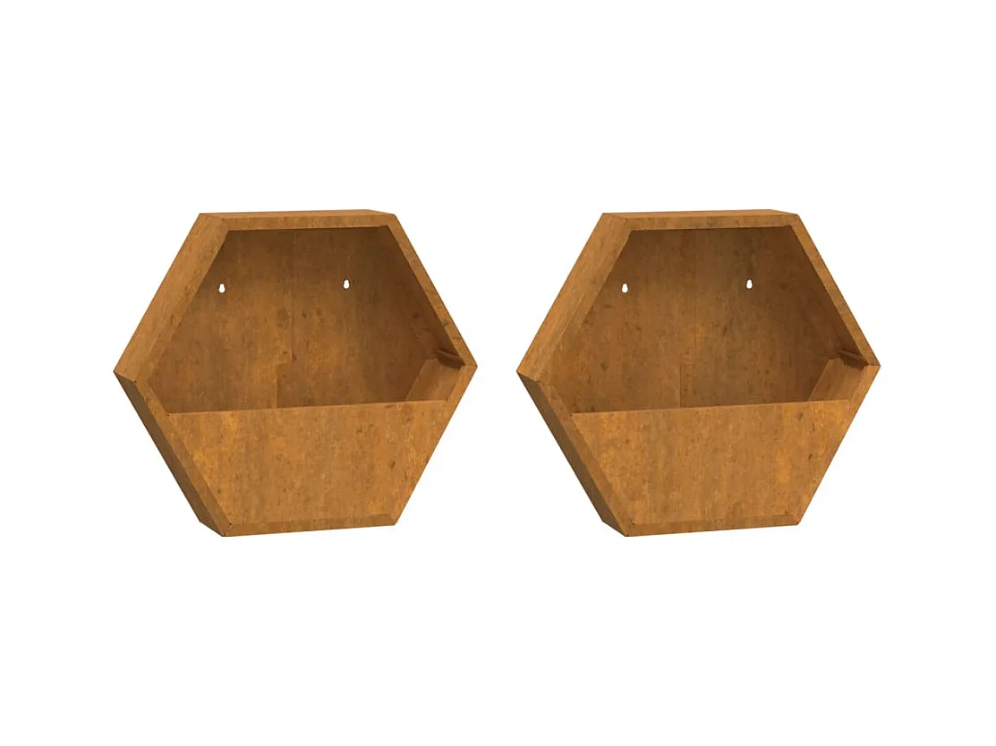 Vaso per fioriera aiuola rialzata piante fiori muro giardino terrazze set da 2 Acciaio corten arrugginito 46 x 10 x 40 cm marrone 02_0039117