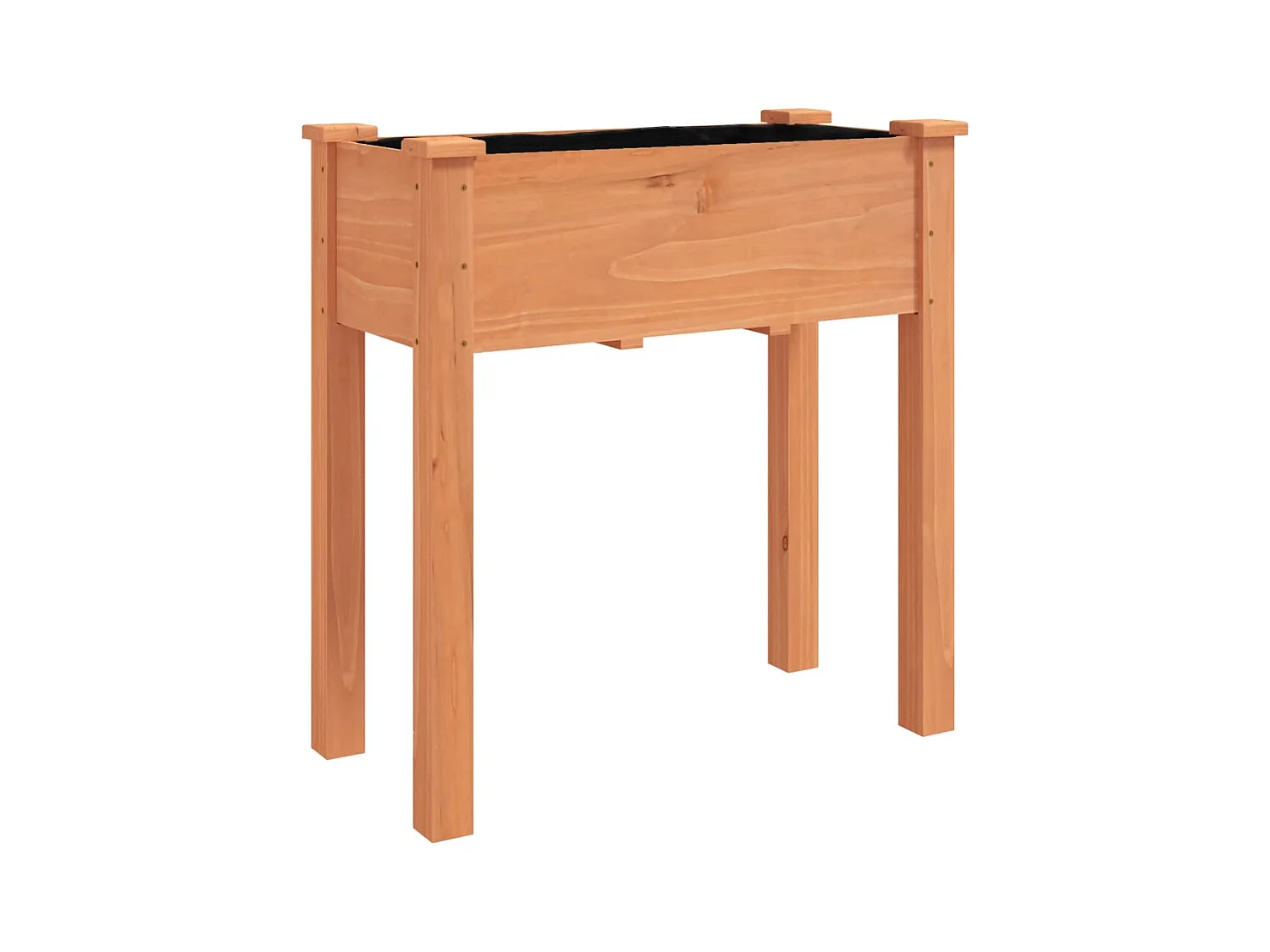 Vassoio per fioriera aiuola rialzata piante fiori terrazza giardino su ruote con rivestimento marrone 71 x 37 x 80 cm legno di abete marrone 02_0038730