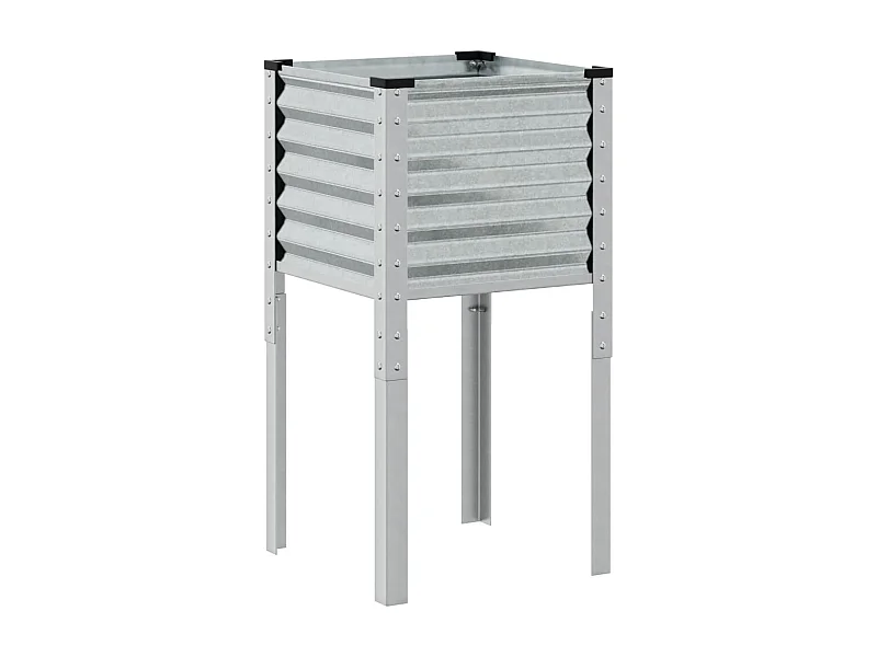 Macetero bancal elevado plantas flores terraza jardín 45 x 45 x 88 cm acero galvanizado Plata 02_0037617
