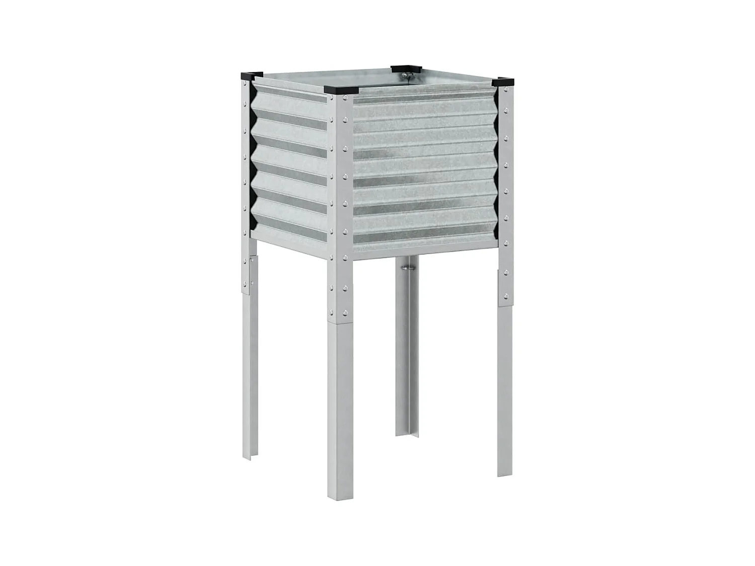 Macetero bancal elevado plantas flores terraza jardín 45 x 45 x 88 cm acero galvanizado Plata 02_0037617