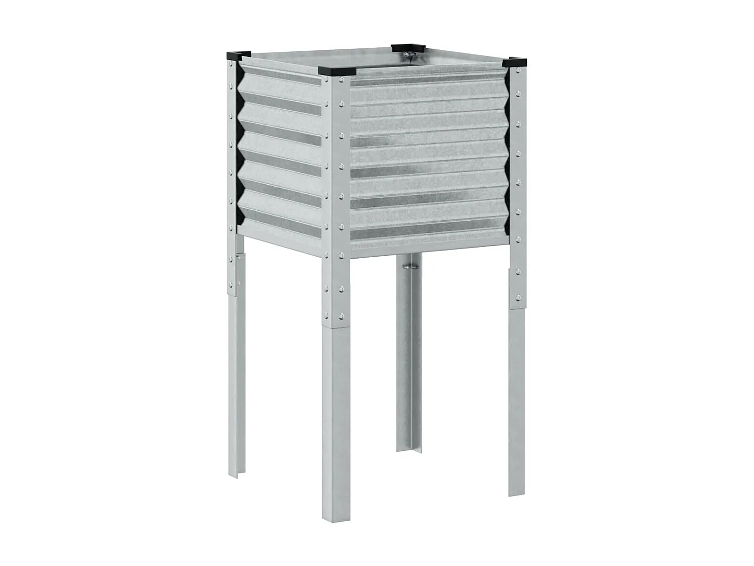 Bandeja elevada para plantador plantas flores terraço jardim 45 x 45 x 88 cm aço galvanizado Prata 02_0037617