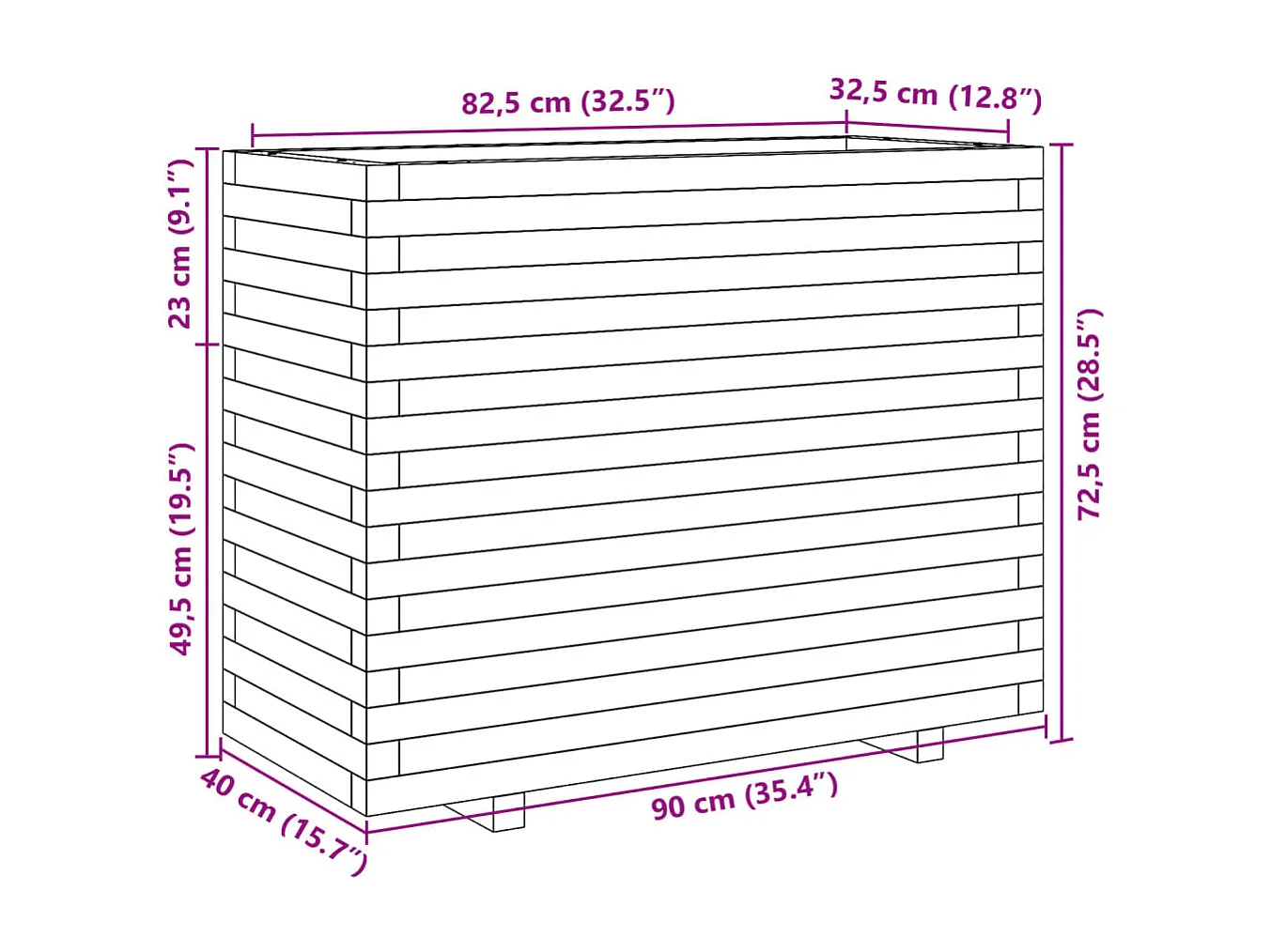 Jardinière bac lit surélevé bois marron 90 x 40 x 72.5 cm 02_0037998