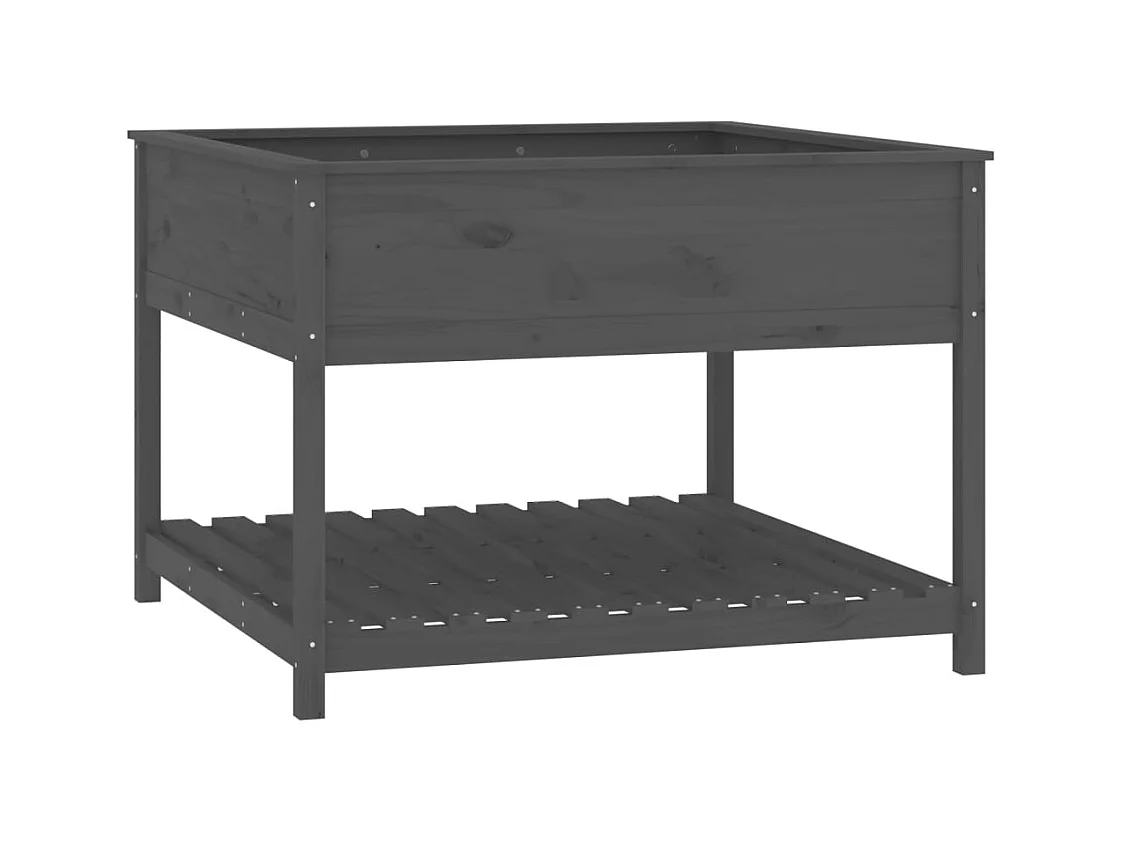 Vassoio per fioriera aiuola rialzata piante fiori terrazza giardino e scaffale 111,5 x 111,5 x 81 cm legno massello di pino grigio 02_0038613